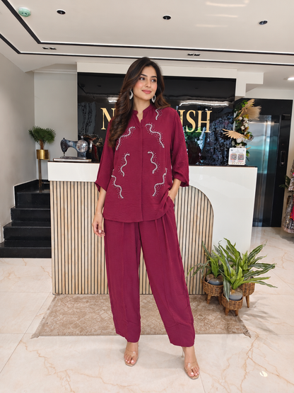 Maroon Lycra Co-ord Set
Designer Lycra Co-ord Set
Poth Crystal Work Co-ord Set
Party Wear Co-ord Outfit
Luxury Ethnic Wear