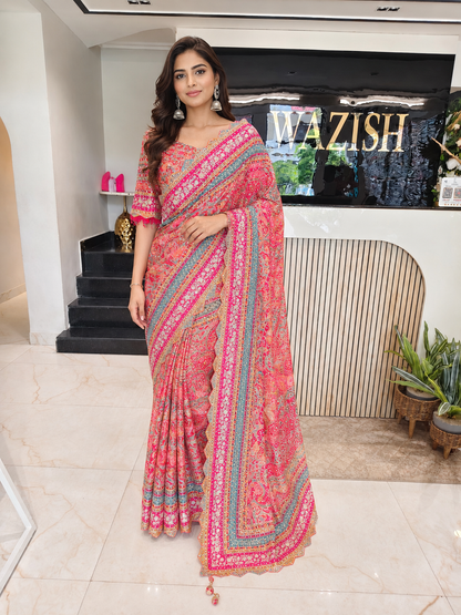 Multicolour Georgette Saree
Zari Work Saree
Stone Work Saree
Designer Party Wear Saree
Wedding Wear Saree
