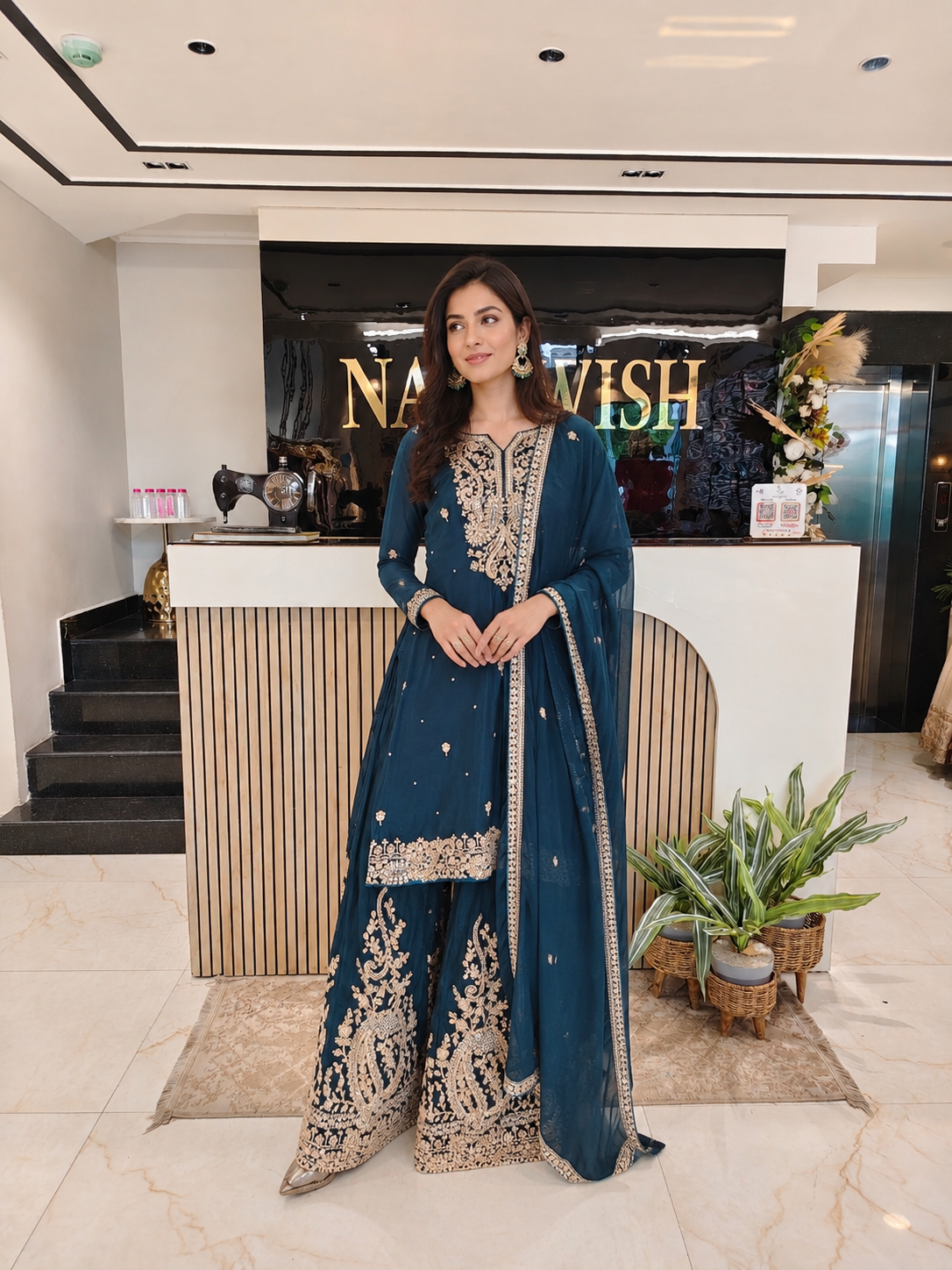 Teal Blue Chinon Sharara Set
Designer Sharara Suit
Wedding Wear Sharara
Festive Party Wear Ethnic Set
Chinon Designer Suit