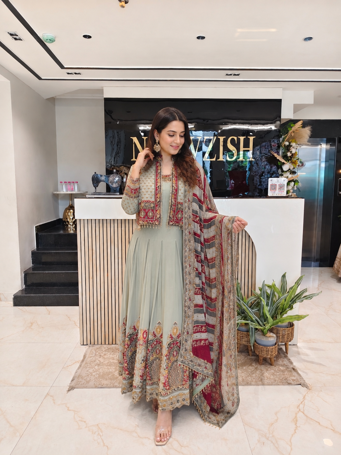 Green Georgette Anarkali Set