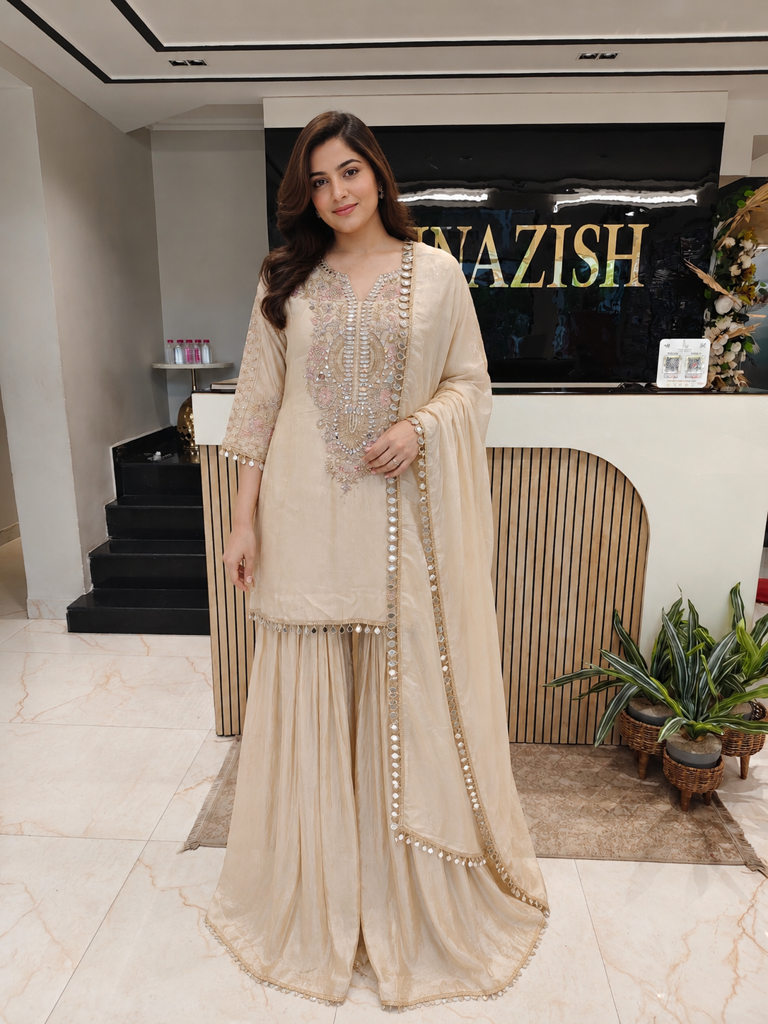Golden Tissue Farshi Salwar Set
Designer Farshi Salwar Suit
Wedding Wear Farshi Salwar
Festive Party Wear Ethnic Set
Tissue Designer Suit