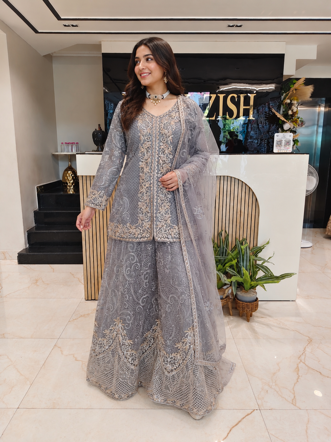 Grey Sharara Set
Designer Net Sharara Suit
Mirror Work Sharara
Wedding Wear Sharara
Festive Party Wear Sharara