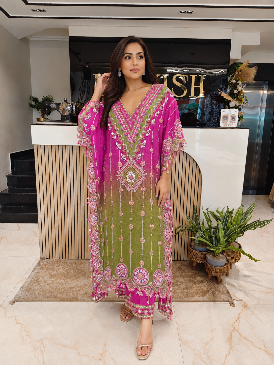 Ombre Crepe Indo-Western Kaftan