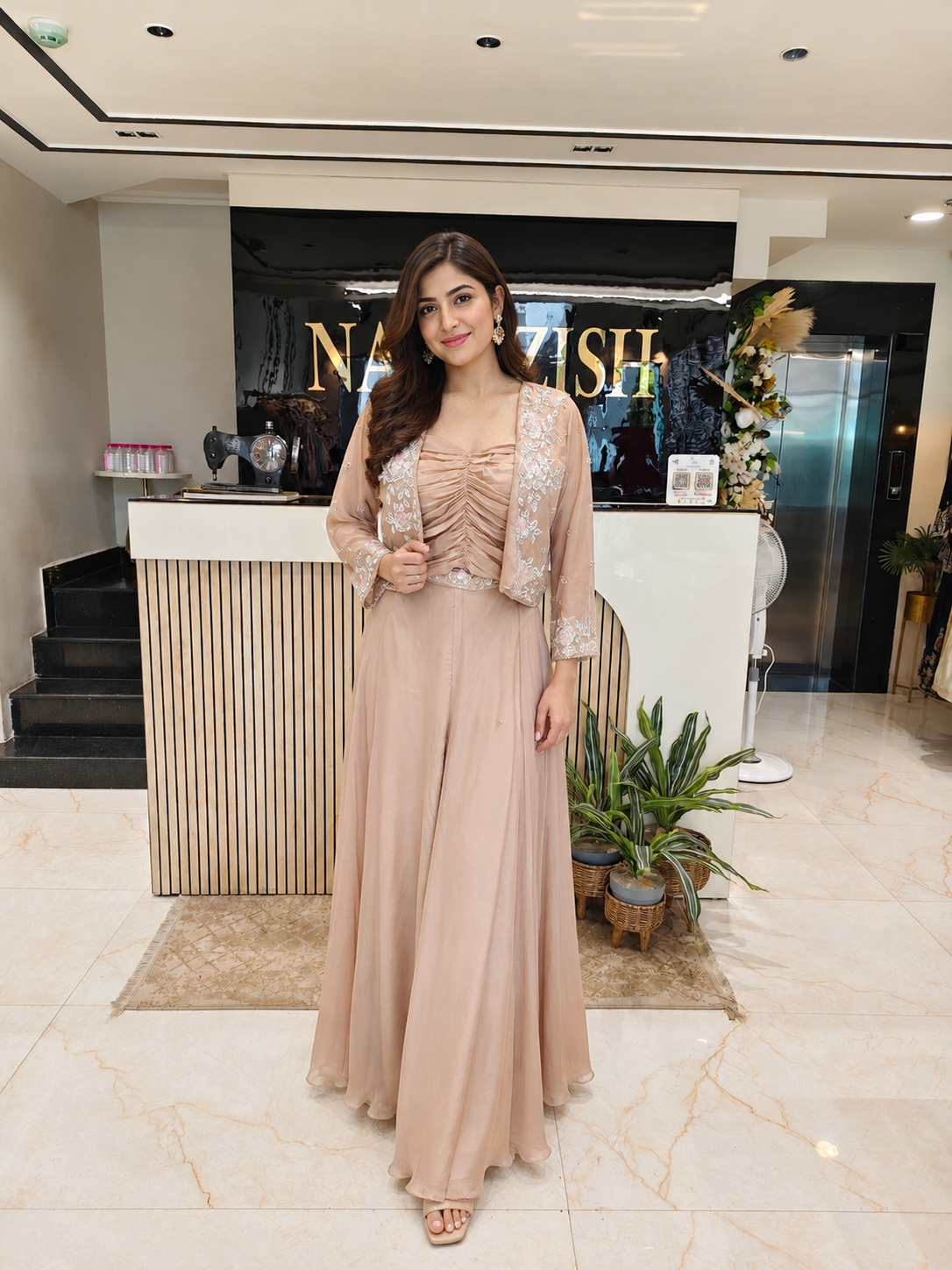 Fawn Indo Western Set
Designer Sharara Set Women
Kutdana Zari Work Outfit
Contemporary Wedding Wear India
Luxury Fusion Wear Women