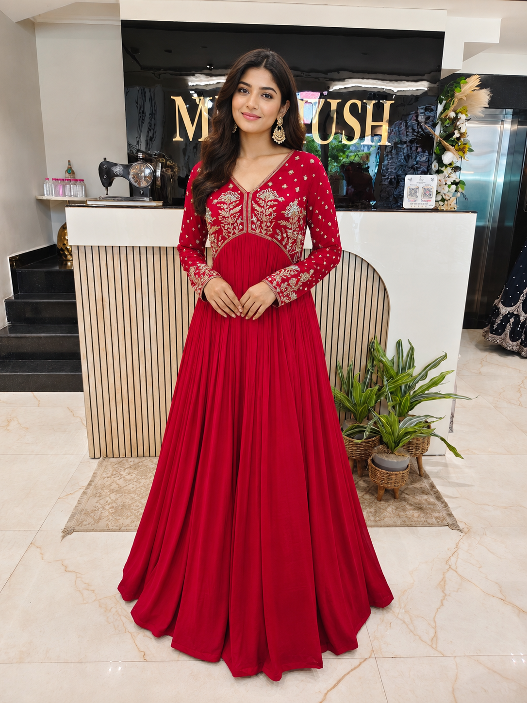 Red Designer Anarkali
Chiffon Festive Wear Women
Kutdana Work Ethnic Outfit
Wedding Wear Anarkali India
Luxury Party Wear Dress
