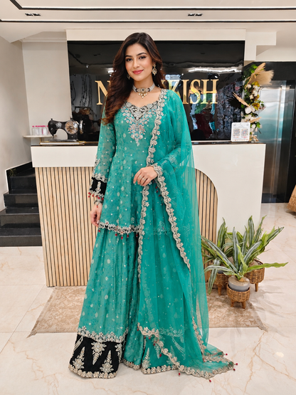 Dark Green Farshi Salwar Set
Jacquard Tissue Kurta Set
Designer Farshi Salwar Suit
Wedding Wear Farshi Suit
Festive Party Wear Ethnic Set