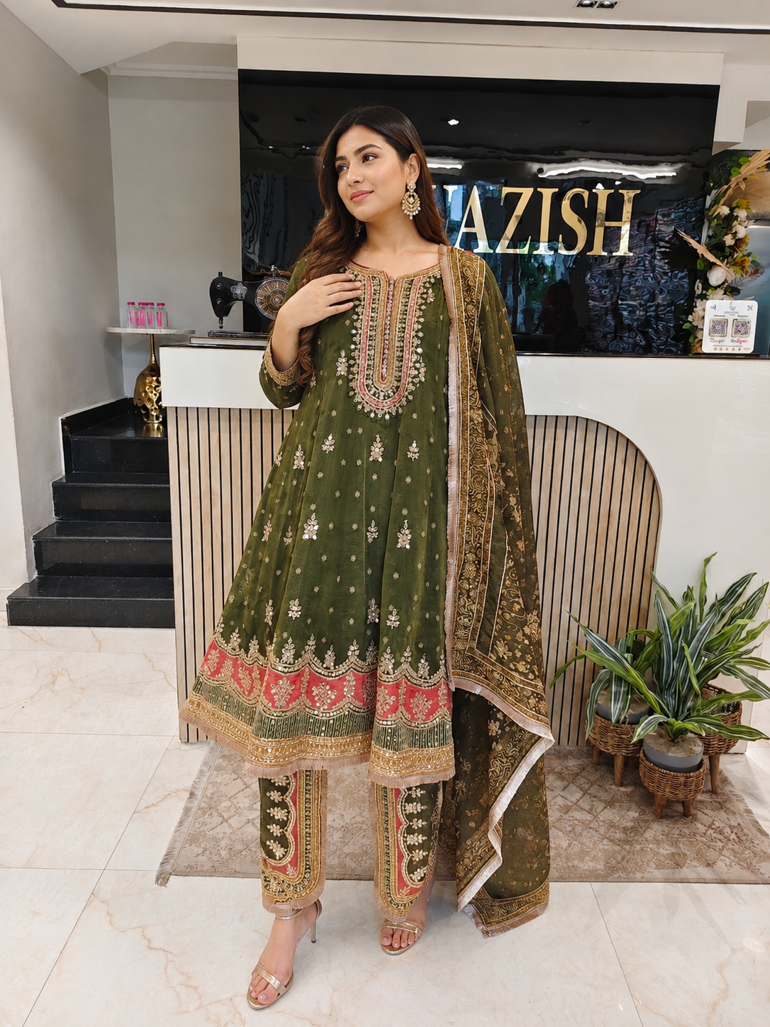 Mehndi Green Short Anarkali Tulip Pants Set
Designer Tulip Pants Suit
Wedding Wear Anarkali Set
Festive Party Wear Ethnic Set
Tissue Designer Suit