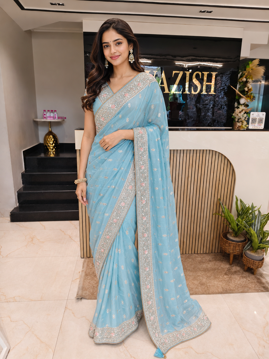 Sky Blue Organza Saree
Resham Work Saree
Kutdana Work Saree
Designer Organza Saree
Wedding Wear Saree
