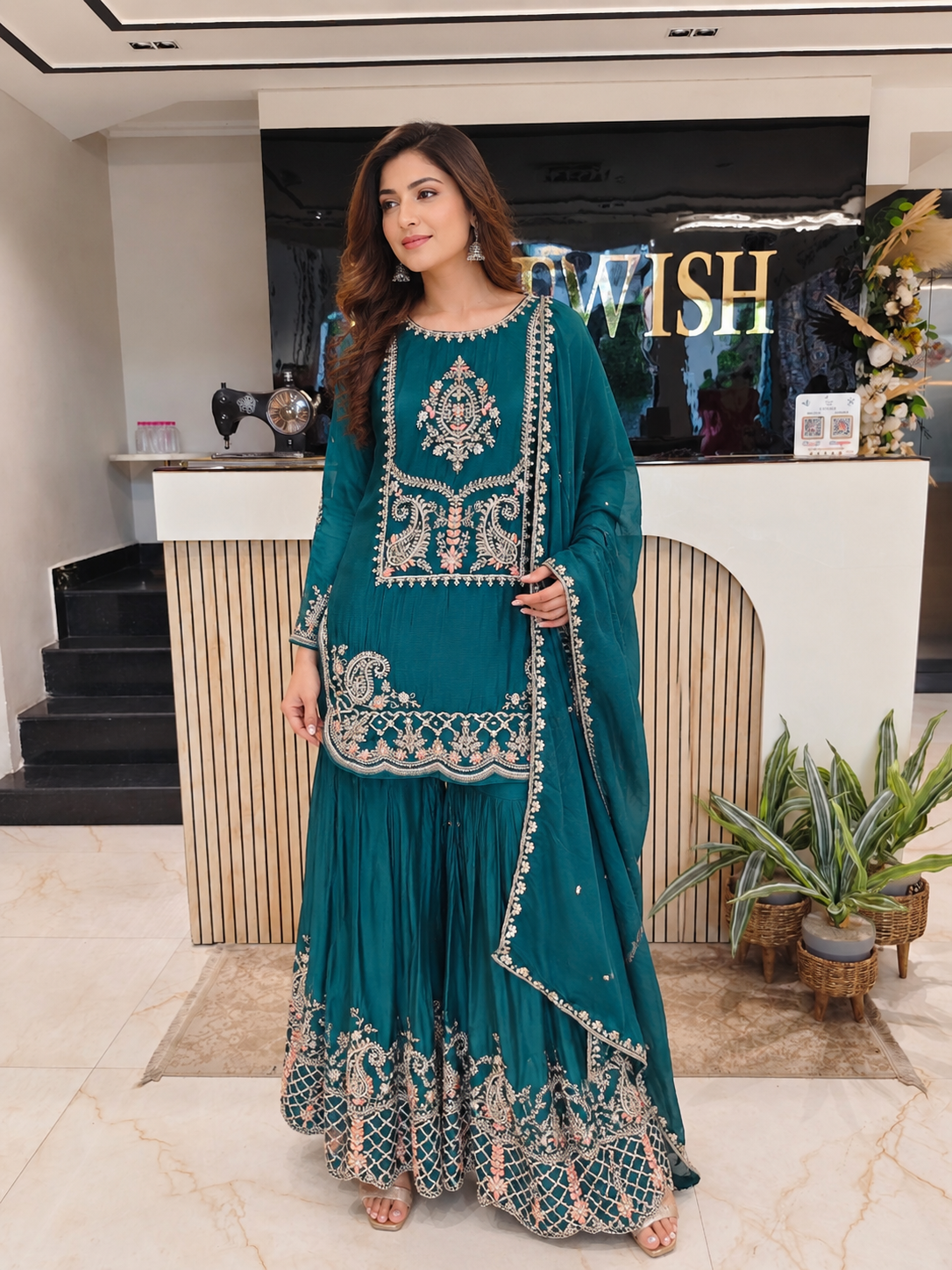 Rama Green Sharara Set
Chinon Sharara Suit
Designer Sharara Set
Wedding Wear Sharara
Festive Party Wear Sharara