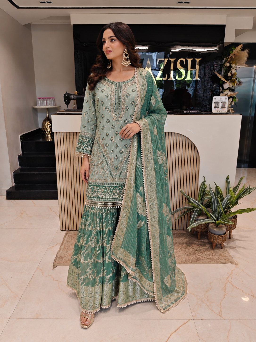 Green Tissue Garara Set
