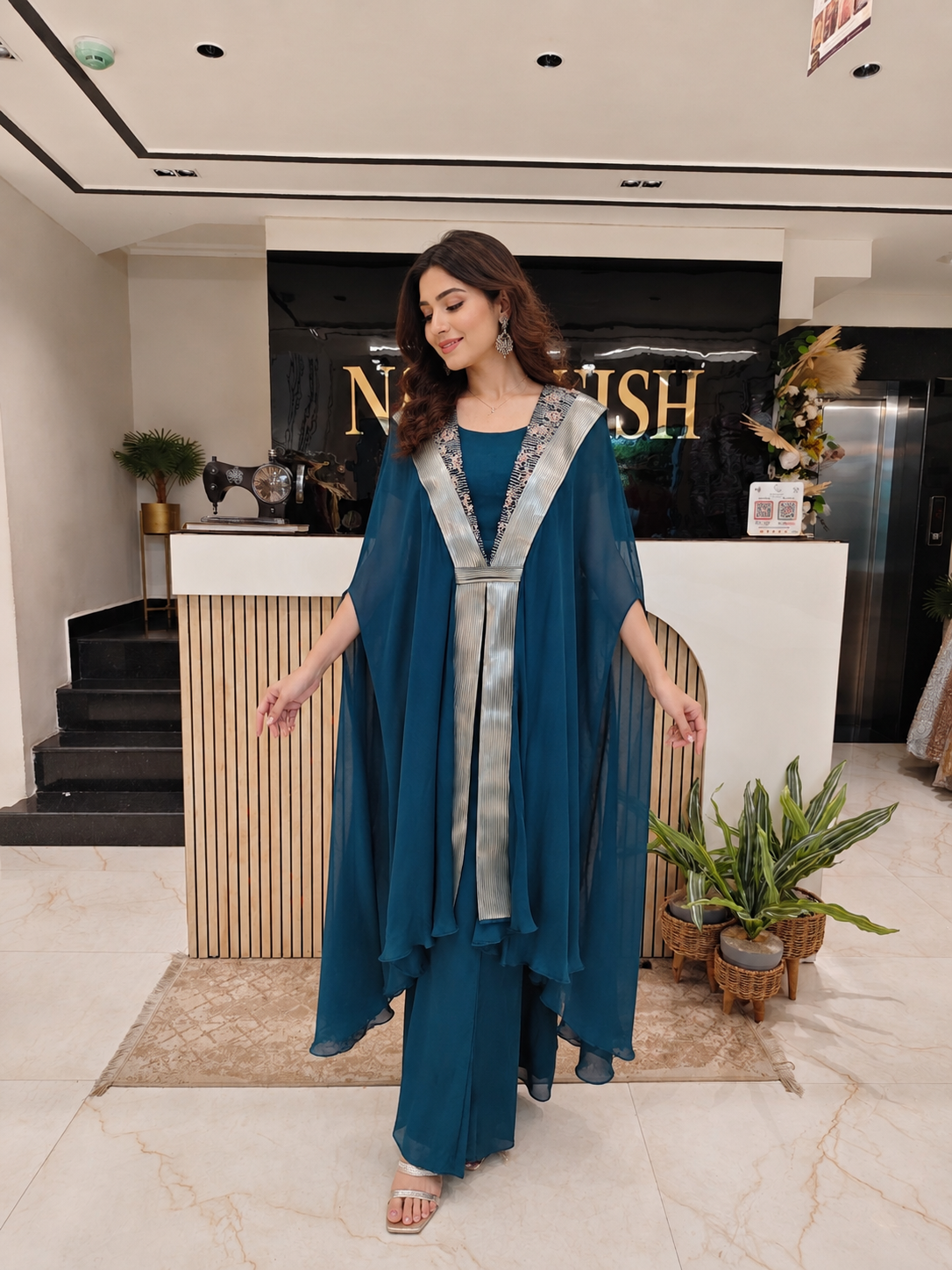 Indigo Blue Chinon Indo-Western Kaftan
Designer Chinon Kaftan Set
Cutdana Dabka Resham Work Kaftan
Palazzo Party Wear Kaftan
Luxury Ethnic Wear