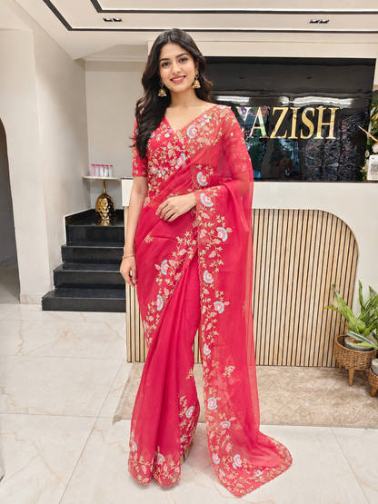 Rani Pink Organza Saree
Kutdana Work Saree
Stone Work Saree
Designer Organza Saree
Wedding Wear Saree