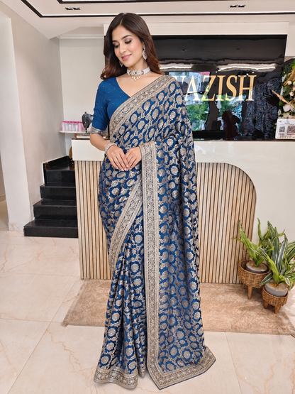 Blue Satin Saree
Dabka Work Saree
Kutdana Work Saree
Designer Party Wear Saree
Wedding Wear Saree