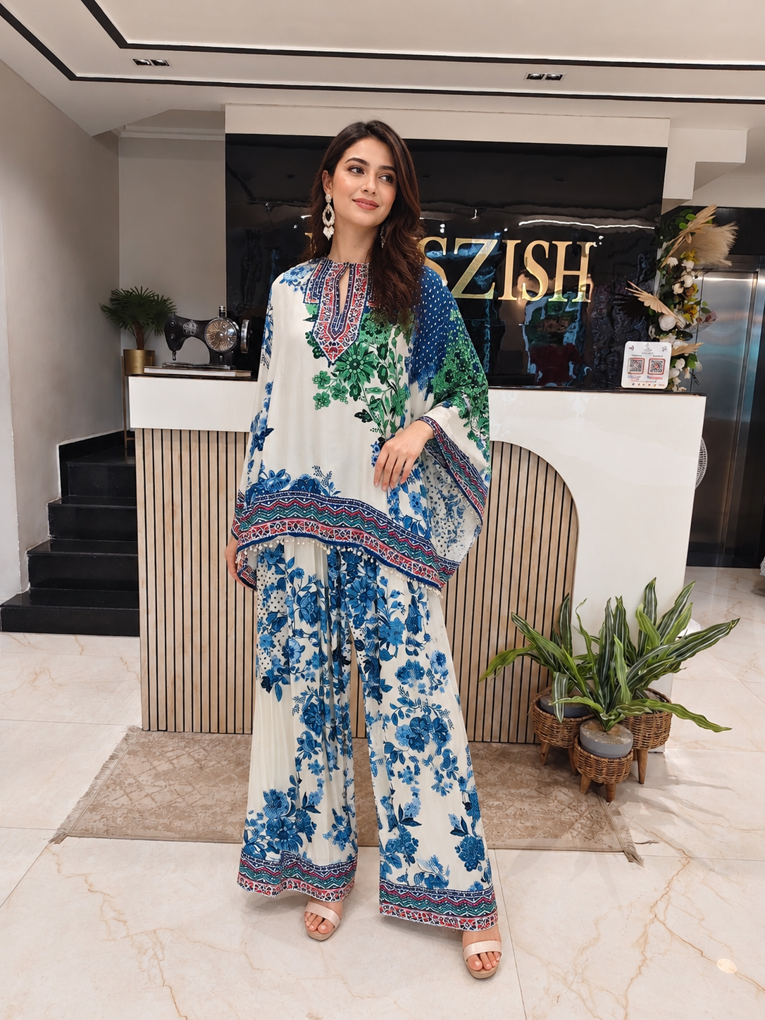 Cream Crepe Indo-Western Farshi Salwar Set
Designer Farshi Salwar Set
Floral Print Mirror Work Outfit
Wedding Wear Farshi Salwar
Luxury Ethnic Wear