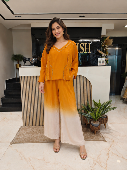 Mustard Crepe Co-ord Set
Designer Crepe Kurta Pant Set
Sequins Work Co-ord Set
Ombre Pants Ethnic Outfit
Luxury Ethnic Wear