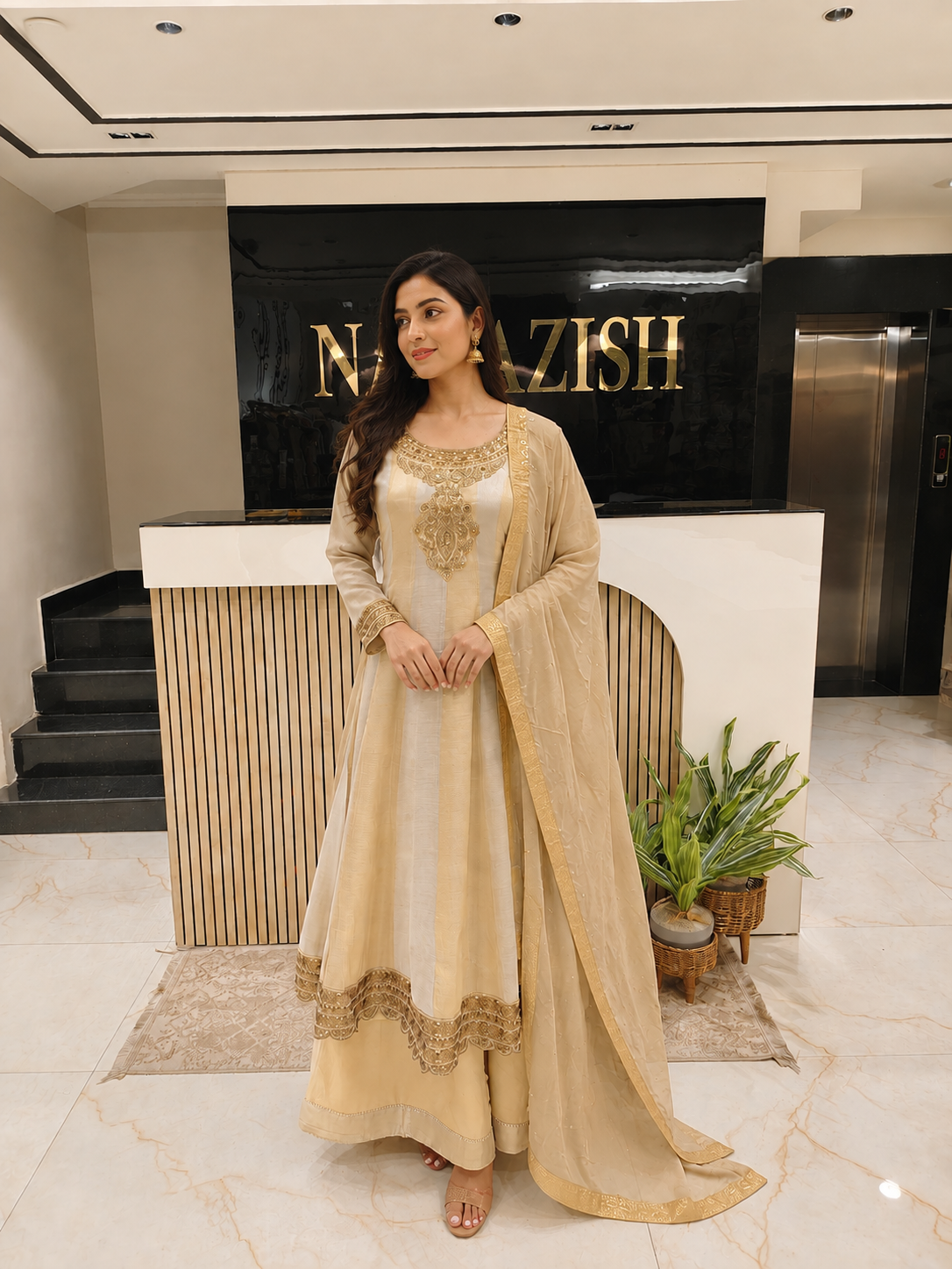Golden Tissue Anarkali Set
Designer Tissue Anarkali Suit
Zari Sequins Work Anarkali
Wedding Wear Anarkali Set
Luxury Ethnic Wear