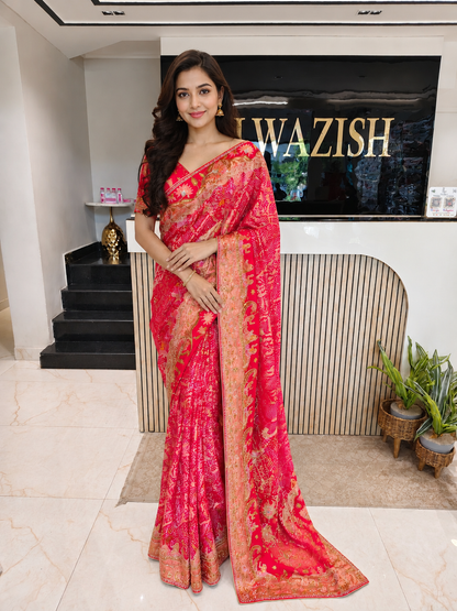 Orange Maroon Silk Saree
Kutdana Work Saree
Stone Work Saree
Designer Silk Saree
Wedding Wear Saree