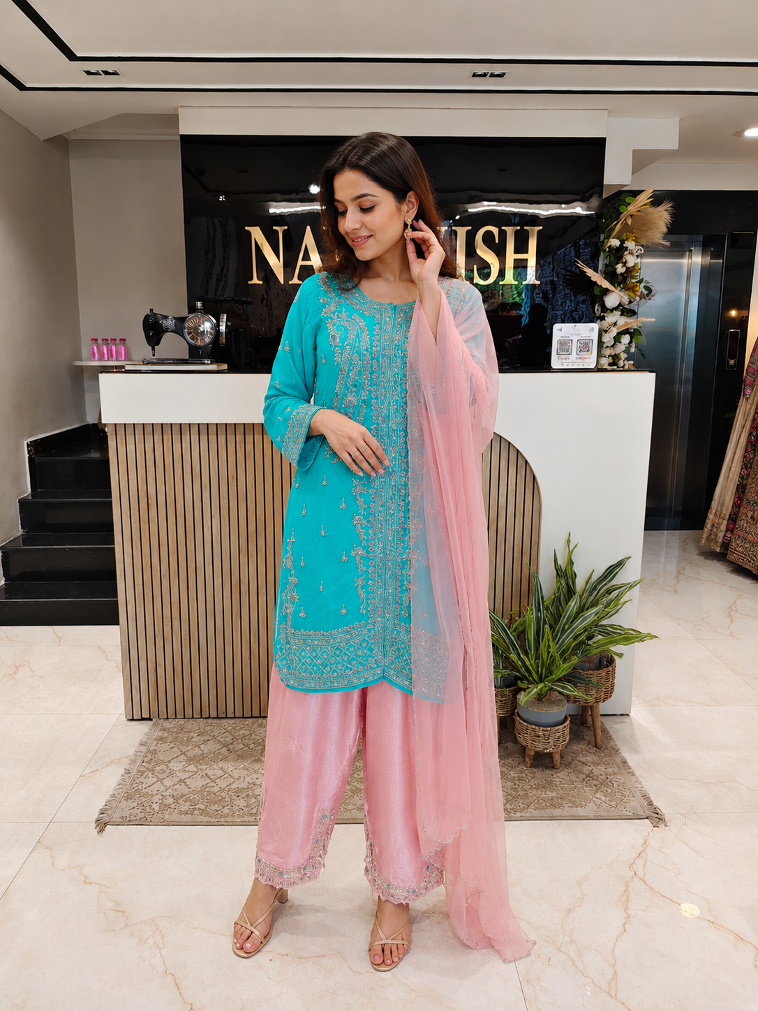 Sea Green & Peach Crepe Kurta Pant Set
Designer Kurta Pant Set
Wedding Wear Kurta Suit
Festive Party Wear Ethnic Set
Crepe Designer Suit