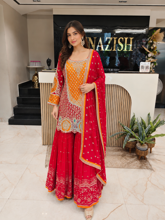 Red Georgette Garara Set
Designer Garara Suit
Wedding Wear Garara
Festive Party Wear Garara
Georgette Ethnic Set