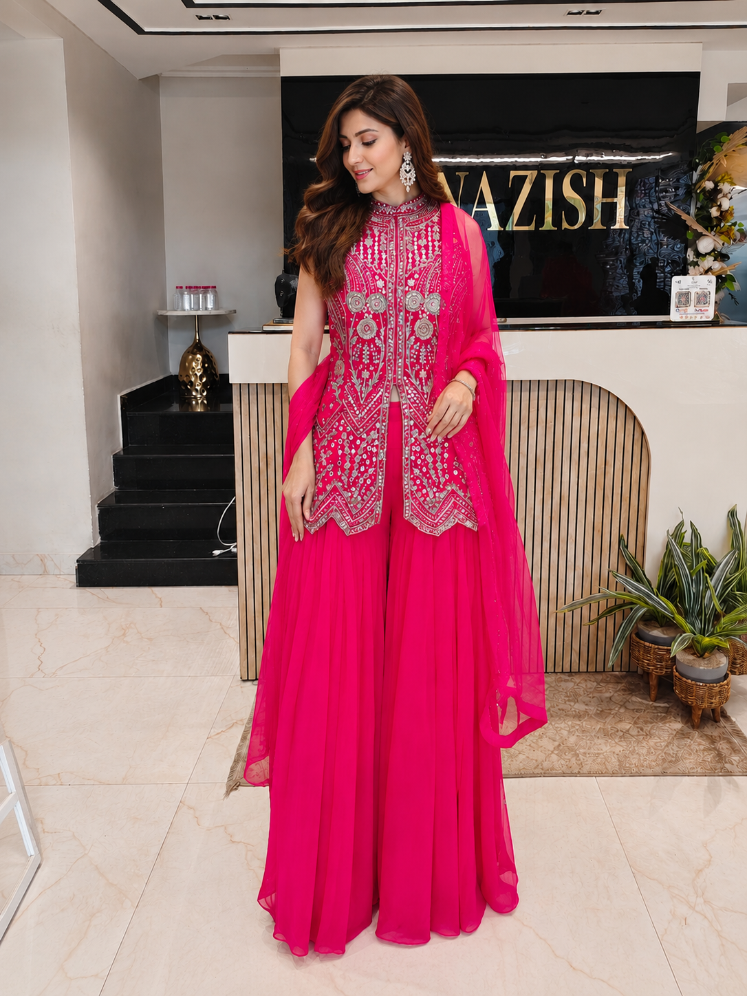 Hot Pink Georgette Kurta Sharara Set
Designer Sharara Suit
Wedding Wear Sharara
Festive Party Wear Ethnic Set
Georgette Designer Suit