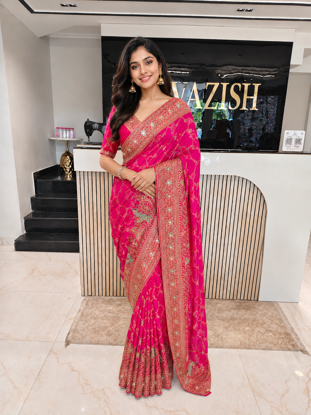 Rani Pink Maroon Silk Saree
Kutdana Work Saree
Stone Work Saree
Designer Silk Saree
Wedding Wear Saree