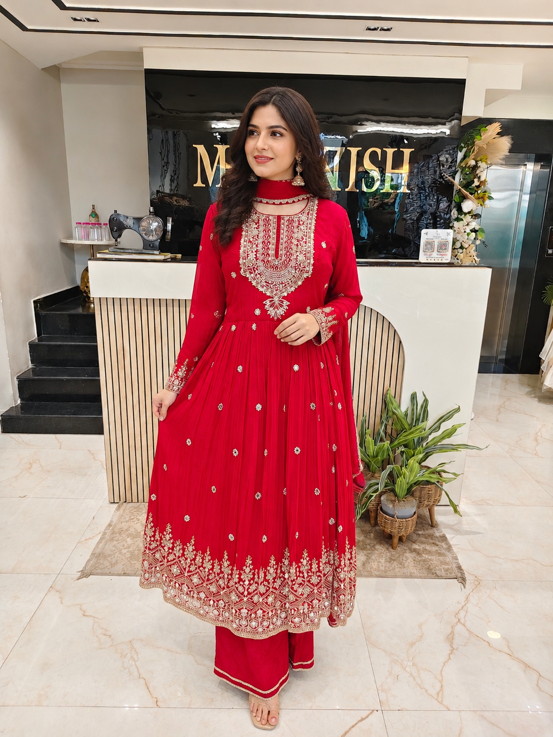 Red Designer Anarkali
Mirror Work Palazzo Set
Kutdana Zari Work Outfit
Wedding Wear Anarkali India
Luxury Party Wear Dress