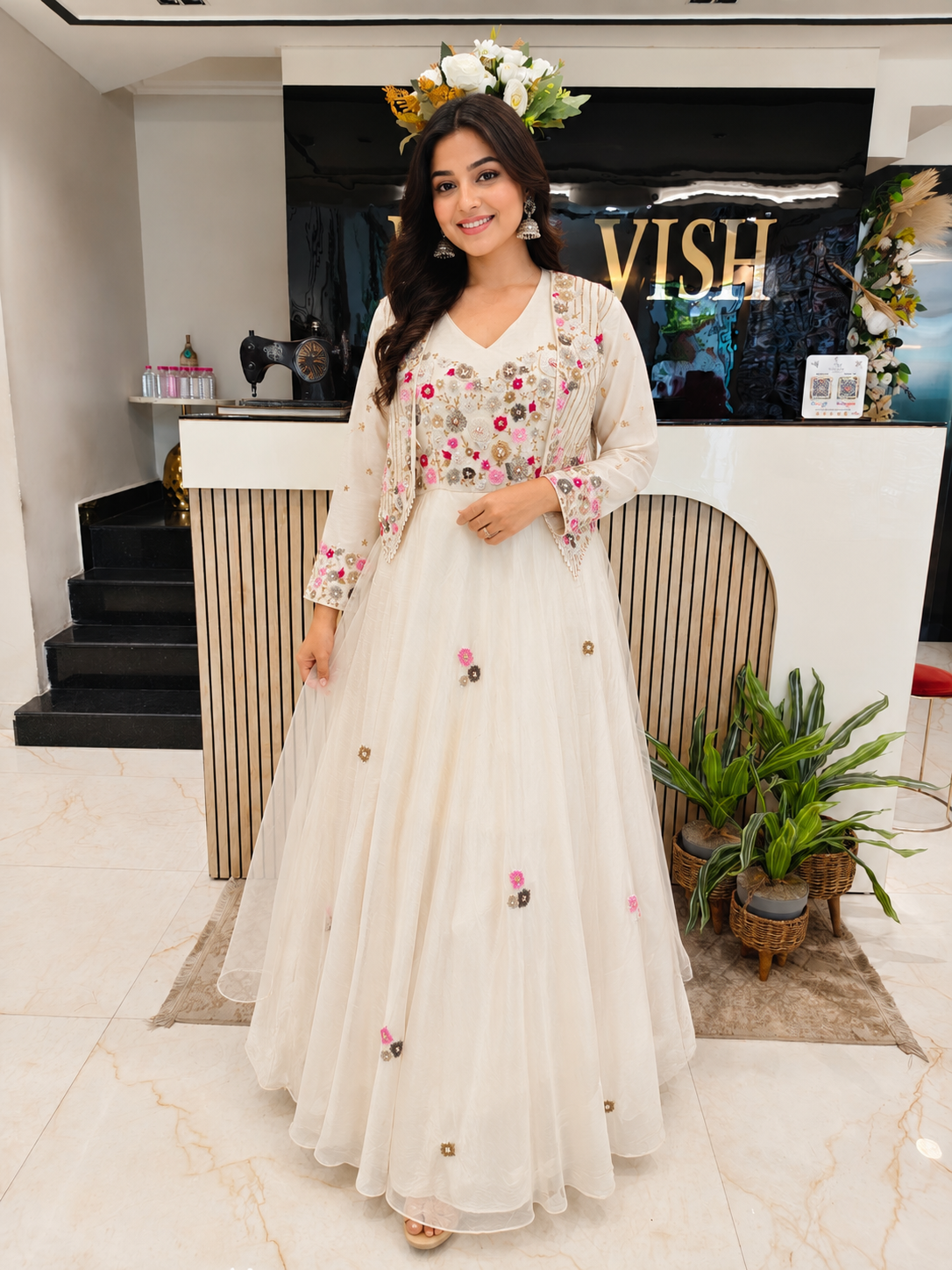 Off White Designer Anarkali
Blazer Style Ethnic Set
Kutdana Dabka Work Outfit
Contemporary Wedding Wear India
Luxury Party Wear Women
