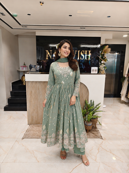 Sea Green Designer Anarkali
Tissue Palazzo Set Women
Kutdana Work Festive Wear
Wedding Wear Anarkali India
Luxury Party Wear Dress