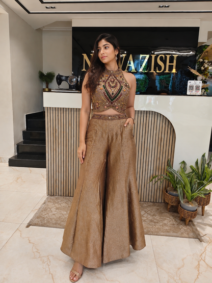 Rose Gold Indo-Western Set
Jacquard Tissue Indo-Western
Vitual Work Co-ord Set
Palazzo Indo-Western with Choker Dupatta
Luxury Ethnic Wear
