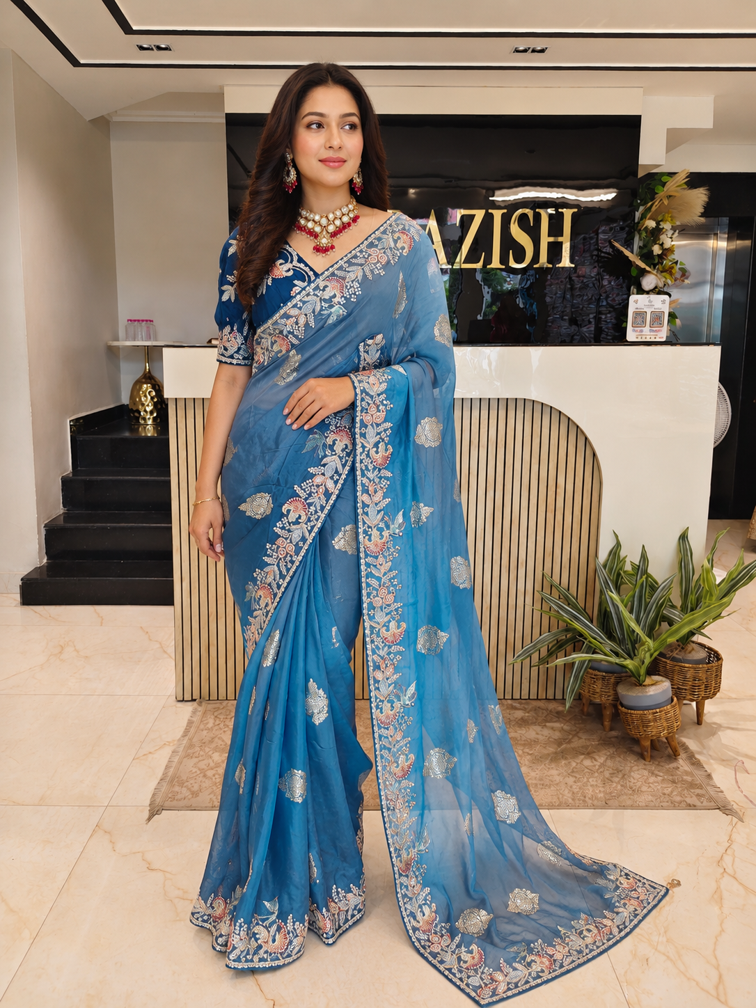 Blue Organza Saree
Designer Organza Saree
Wedding Wear Saree
Festive Party Wear Saree
Handwork Designer Saree