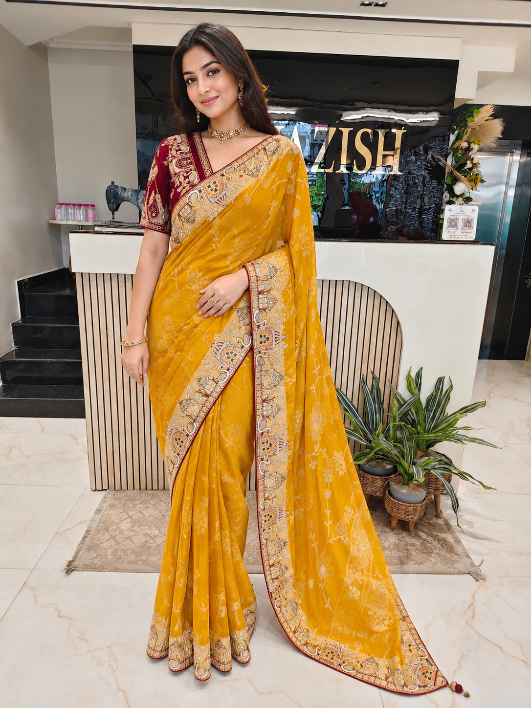 Yellow Maroon Designer Saree
Tissue Saree for Women
Darbari Style Saree India
Wedding Wear Saree Online
Luxury Party Wear Saree