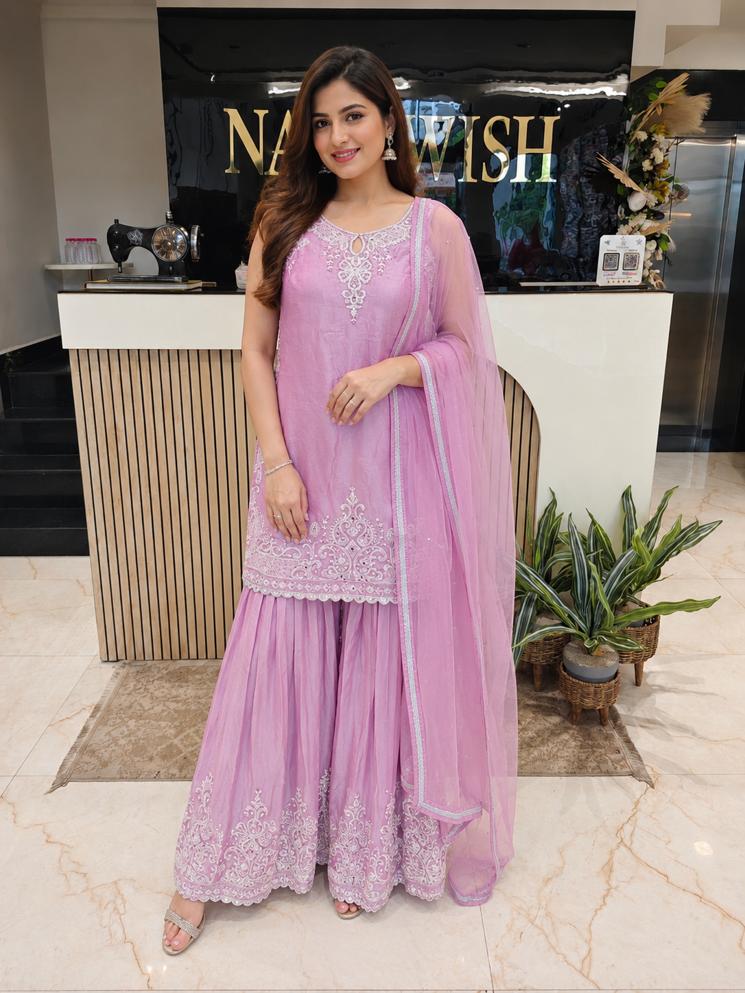 Lavender Jimmy Choo Sharara Set
Designer Sharara Suit
Wedding Wear Sharara
Mirror Work Sharara Set
Festive Party Wear Ethnic Set