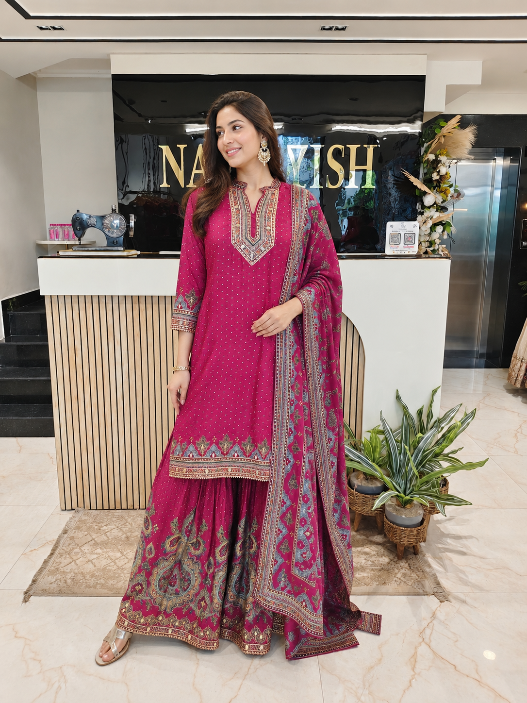 Wine Crepe Sharara Set
Designer Sharara Suit
Wedding Wear Sharara
Festive Party Wear Ethnic Set
Crepe Designer Suit
