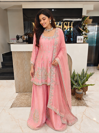 Baby Pink Farshi Salwar Set
Silk A-Line Kurta Set
Designer Farshi Suit
Wedding Wear Farshi Salwar
Festive Party Wear Ethnic Set