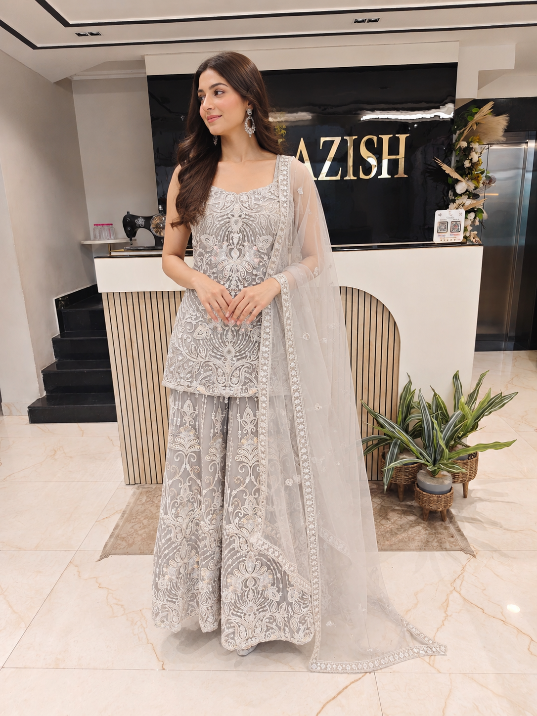 Grey Net Sharara Set
Designer Sharara Suit
Kutdana Work Sharara
Wedding Wear Sharara
Festive Party Wear Ethnic Set