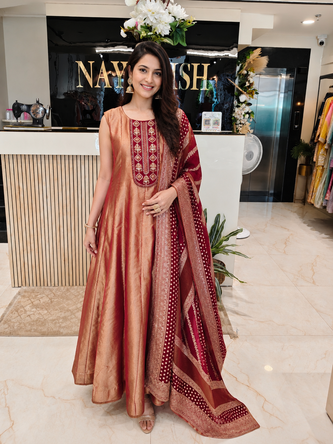Maroon Designer Anarkali
Tissue Pant Set Women
Dabka Resham Work Outfit
Wedding Wear Suit India
Luxury Party Wear Dress