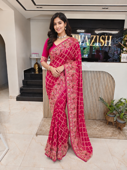 Rani Pink Georgette Saree