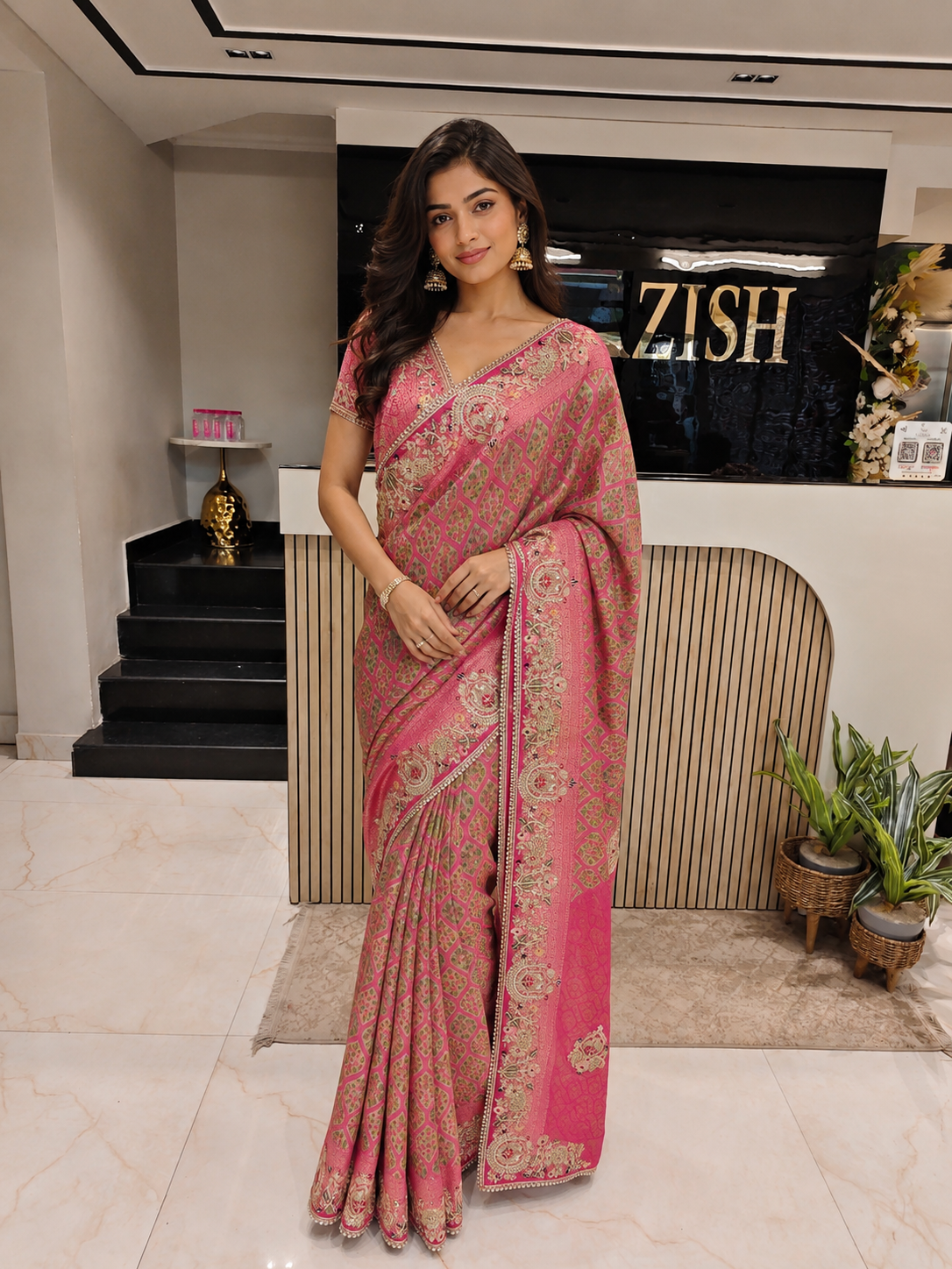 Rani Pink Tissue Saree
Floral Print Saree
Resham Work Saree
Designer Party Wear Saree
Wedding Wear Saree