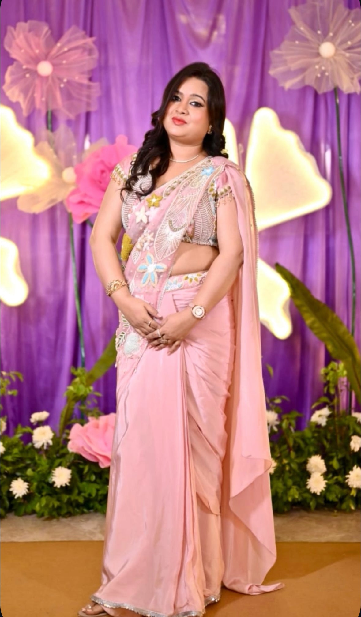 n this edition of Client Diaries, our lovely client exudes effortless elegance in a beautifully hand-embroidered drape sari by Nawazish. A perfect blend of modern styling and traditional craftsmanship, this designer sari was custom-created for her special occasion—and turned every head.
At Nawazish, we specialize in custom outfits tailored to your taste and the occasion. Whether it’s your child’s birthday, a family celebration, or a festive gathering, we offer beautifully designed, handcrafted looks that make you feel your absolute best.
Explore our made-to-measure services and discover styles as unique as your story.