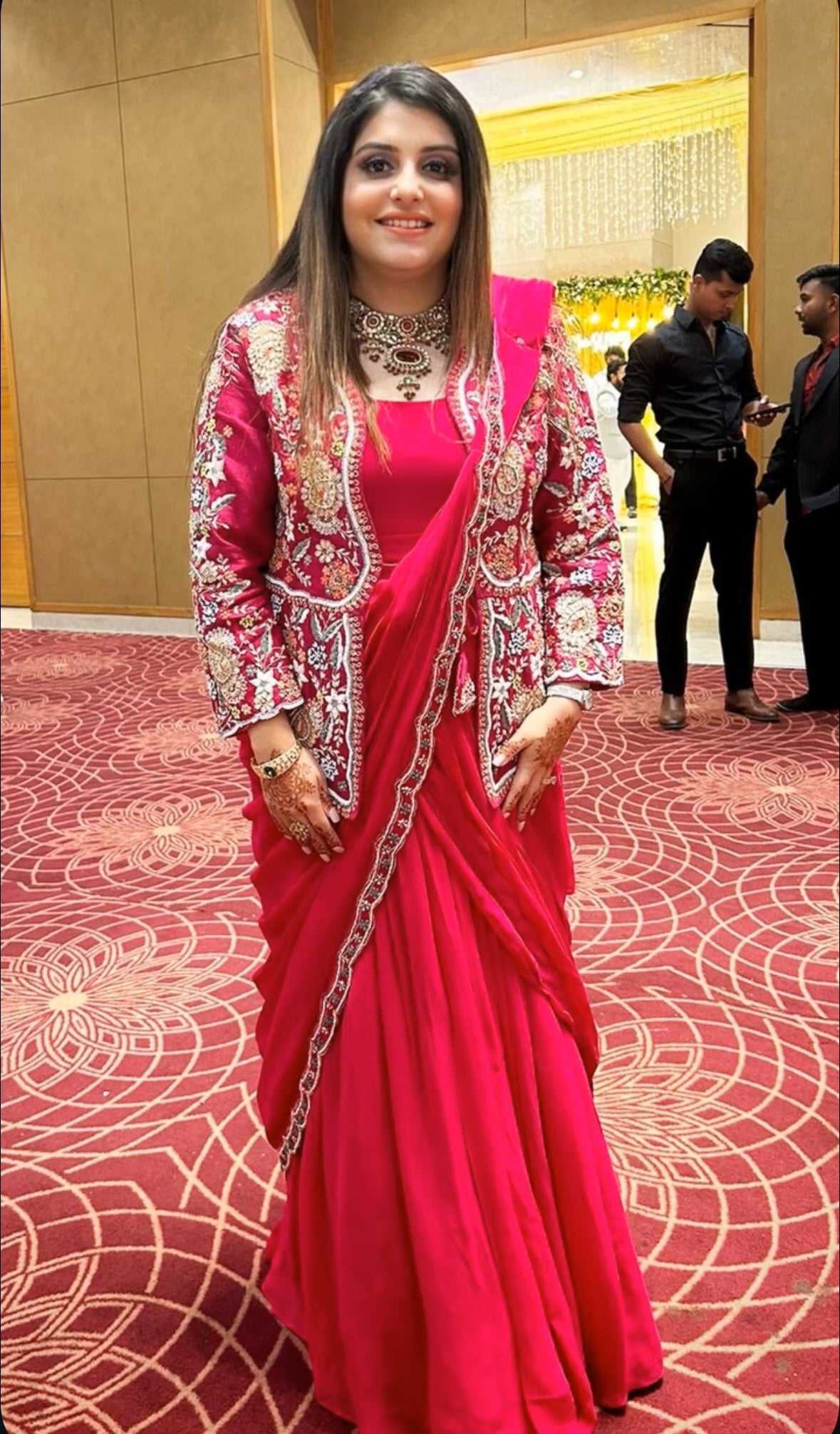 Effortlessly elegant and universally flattering, this beautifully hand-embellished draped sari gown from Nawazish is crafted to suit every body type and silhouette. With fluid drapes, intricate detailing, and a modern twist on tradition, this outfit is perfect for cocktail nights, festive functions, or destination weddings.

At Nawazish, we believe true style is inclusive. Our designer pieces are available in a wide range of sizes—because every woman deserves to feel confident, glamorous, and celebrated in couture that fits just right.