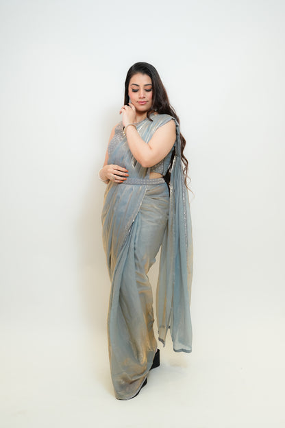 Gray mist drape saree