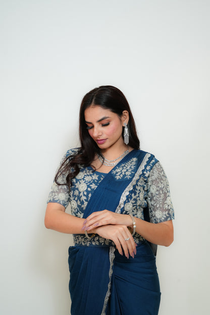 Teal grace drape saree