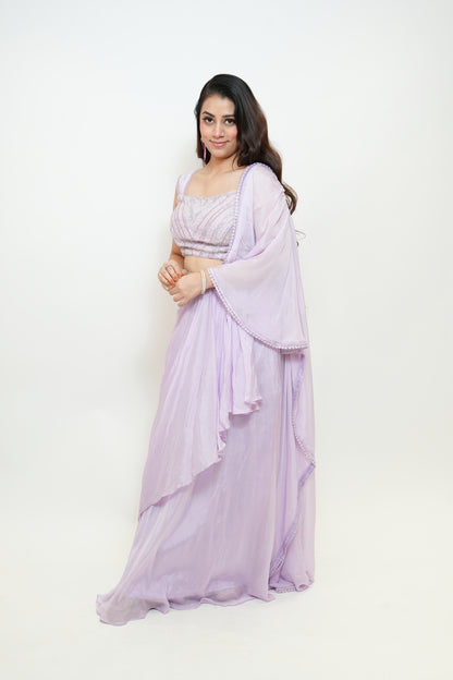 Lilac bloom drape saree