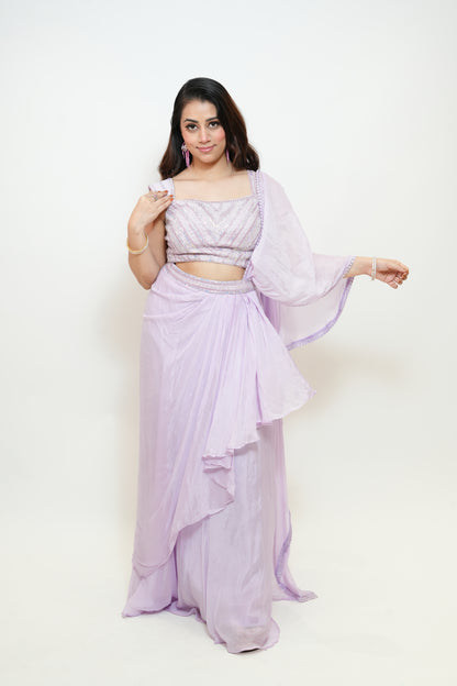 Lilac bloom drape saree