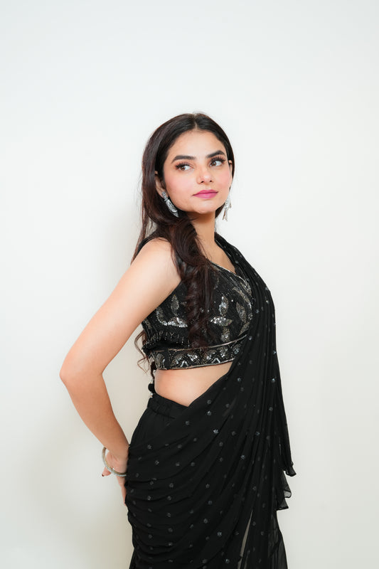 Black stardust drape saree