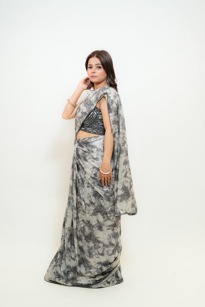 Ash & ink drape saree
