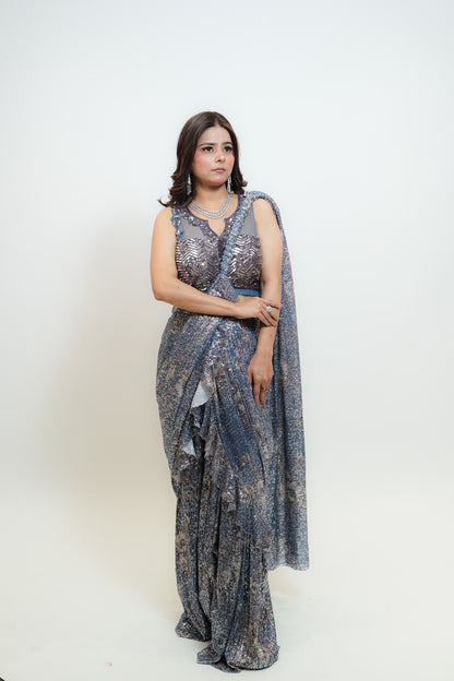 Sequenced drape saree