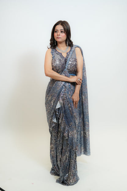 Sequenced drape saree