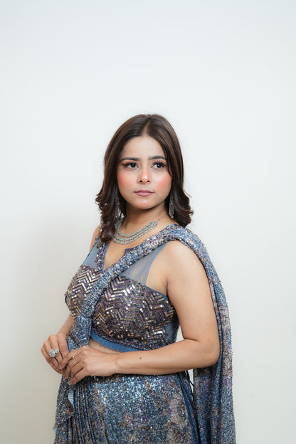 Sequenced drape saree